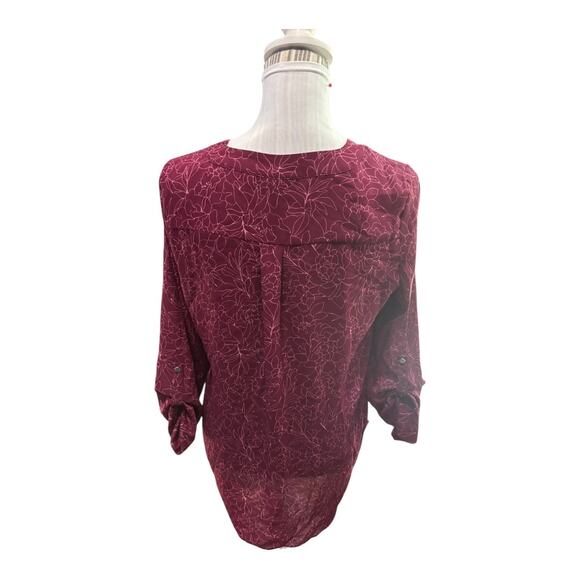 Apt. 9 Dark Pink Floral Blouse Size S - Picture 2 of 3